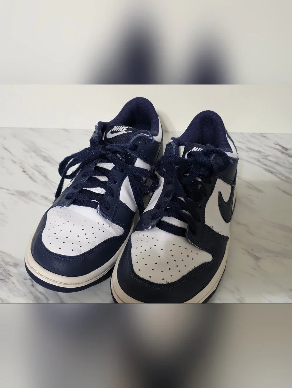 Nike Kids Low-Top Sneakers in Navy and White